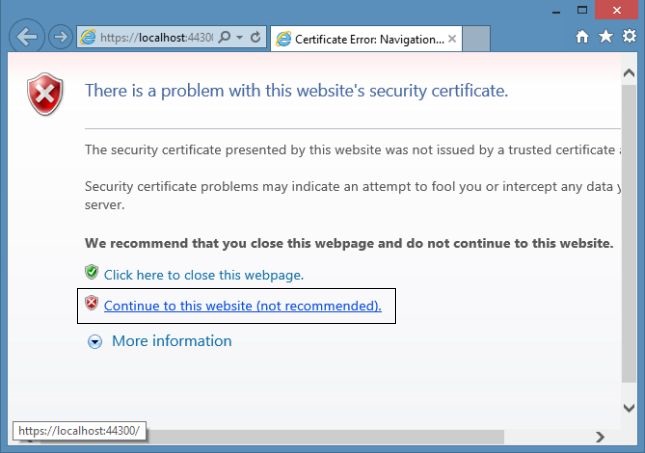 Security Certificate Warning